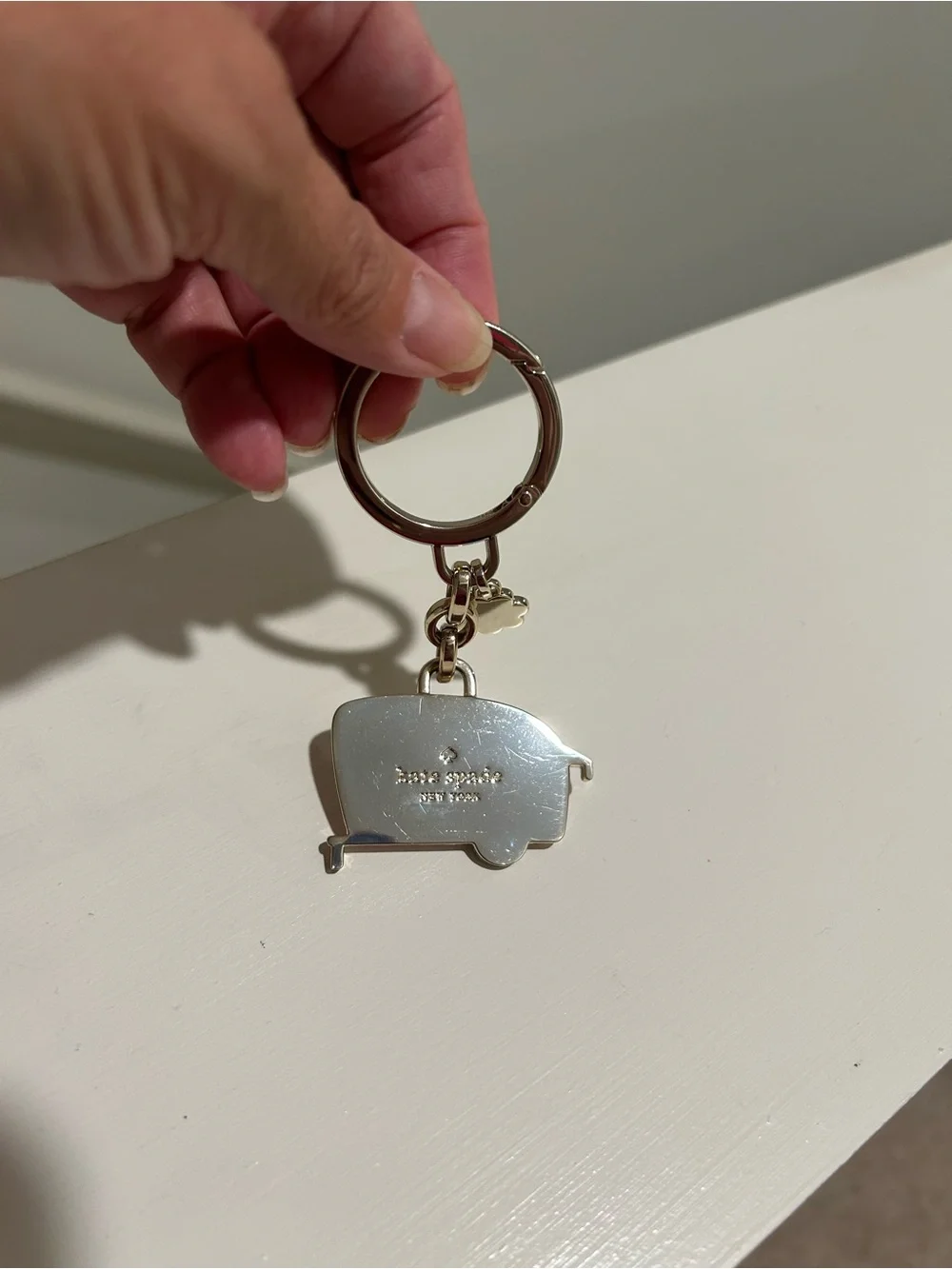 kate spade Pink and Cream Camper Trailer Keyring with Daisy Charm